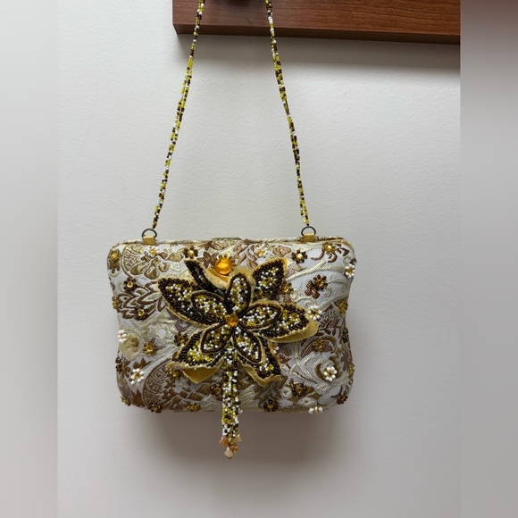 Vintage Women Clutch Evening Bag Designer Crystal Floral Wedding Party Handbag - Picture 1 of 8